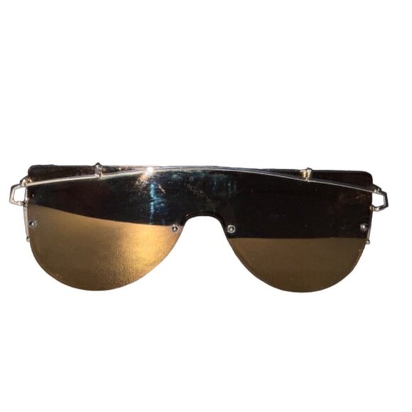 Retro Gold Oversized Aviator Sunglasses With Black & Gold Lenses - Picture 1 of 4